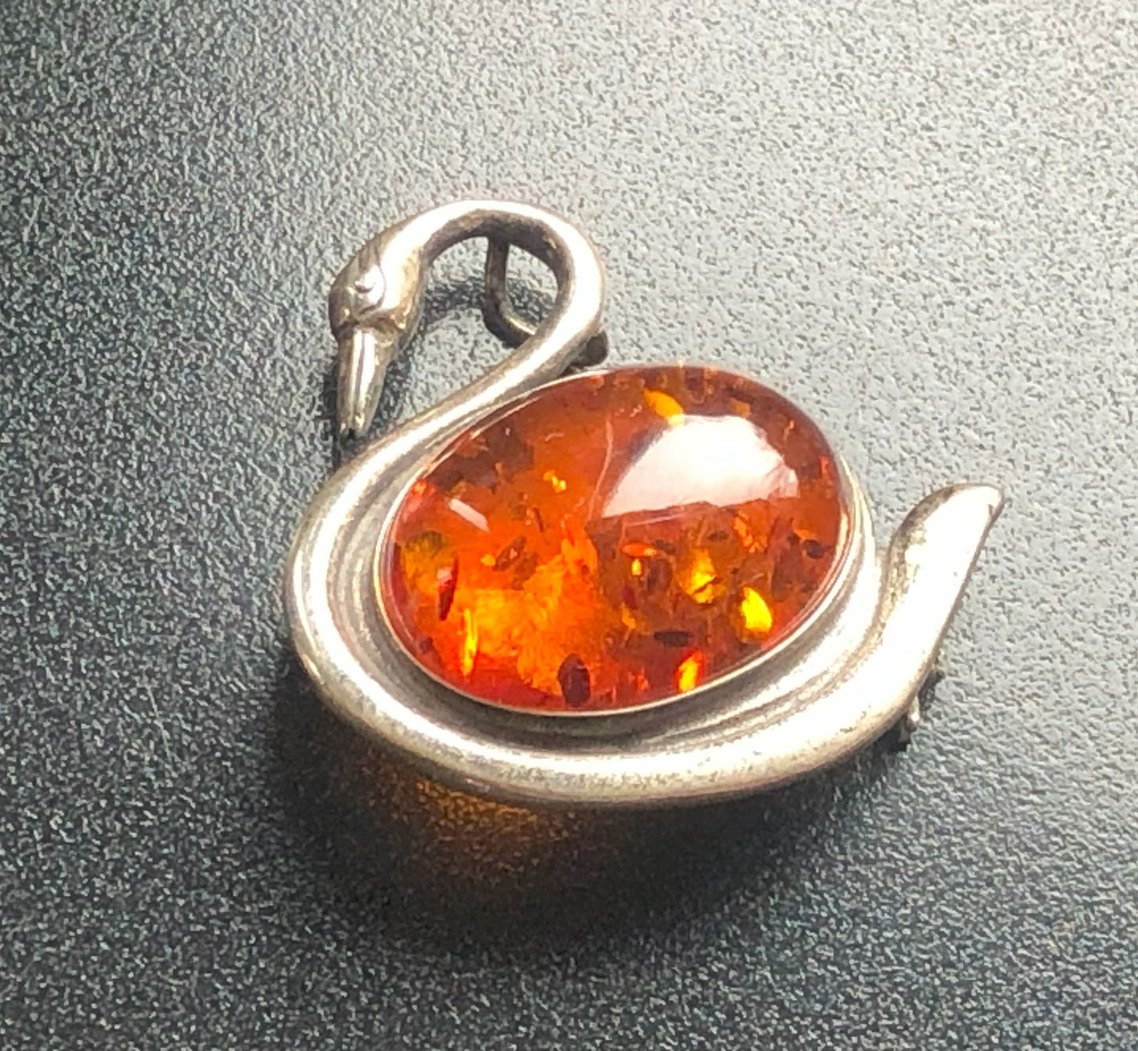 Vintage silver Amber Brooch Pin (1 of 3)