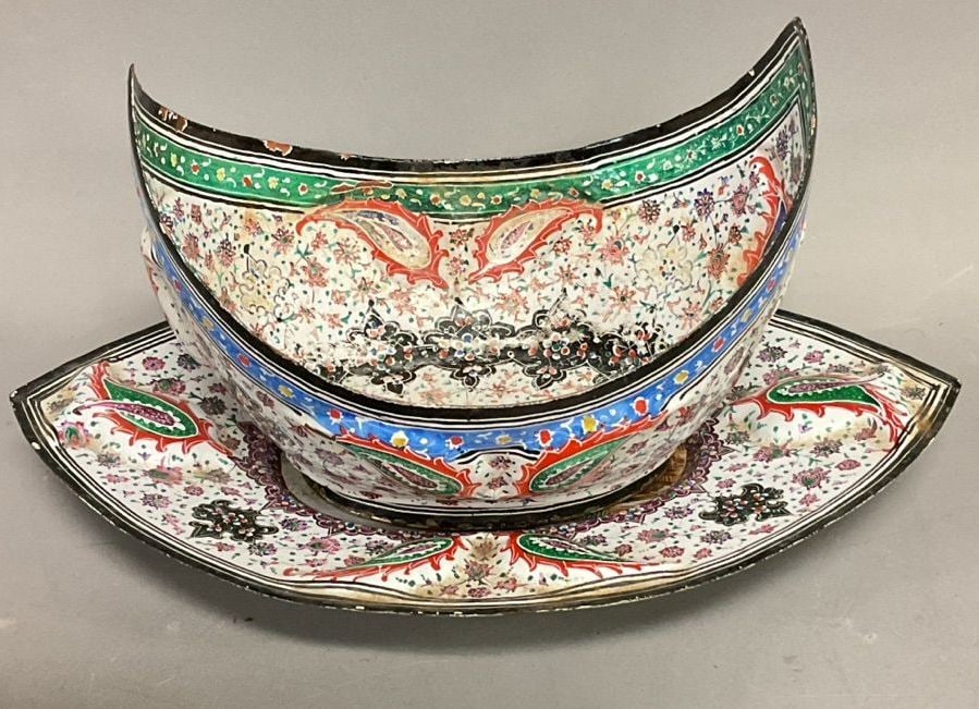 Antique hand painted Persian bowl and tray (1 of 4)