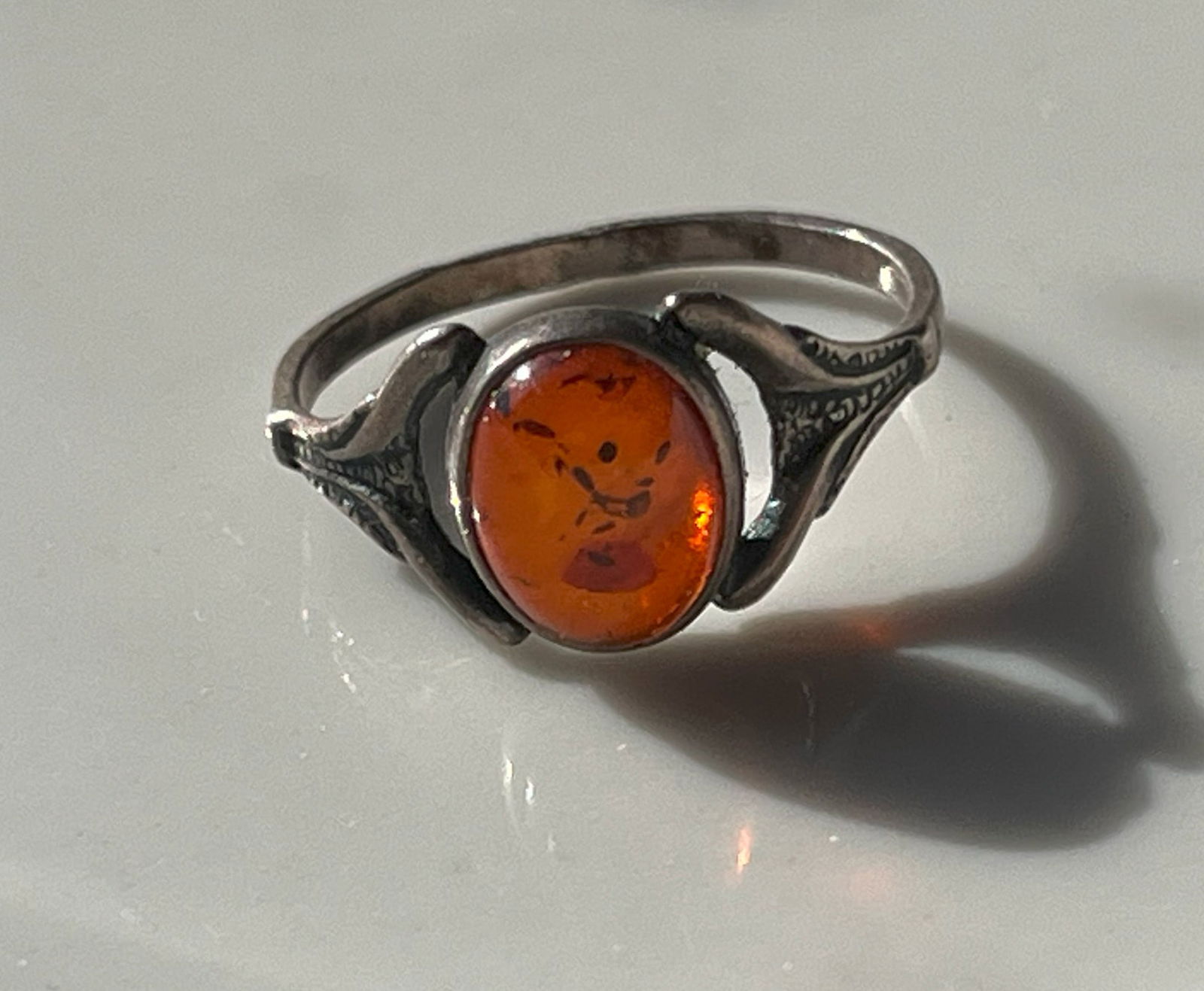 Vintage Silver Amber Ring (1 of 2)