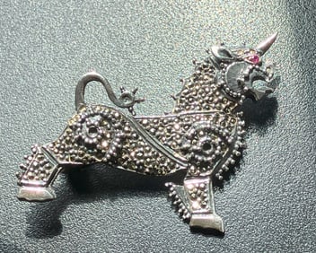 Vintage Silver Unihorn Brooch Pin