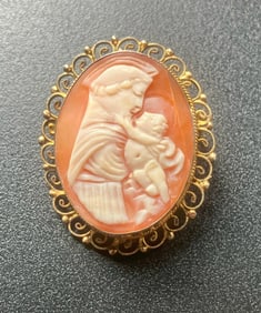 Vintage silver Cameo Brooch Pin