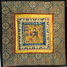 Vintage Embroidery Panel, Size: 9" x9"