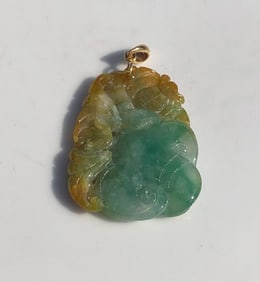 Vintage Jadeite Pendant with 14K Gold Bale