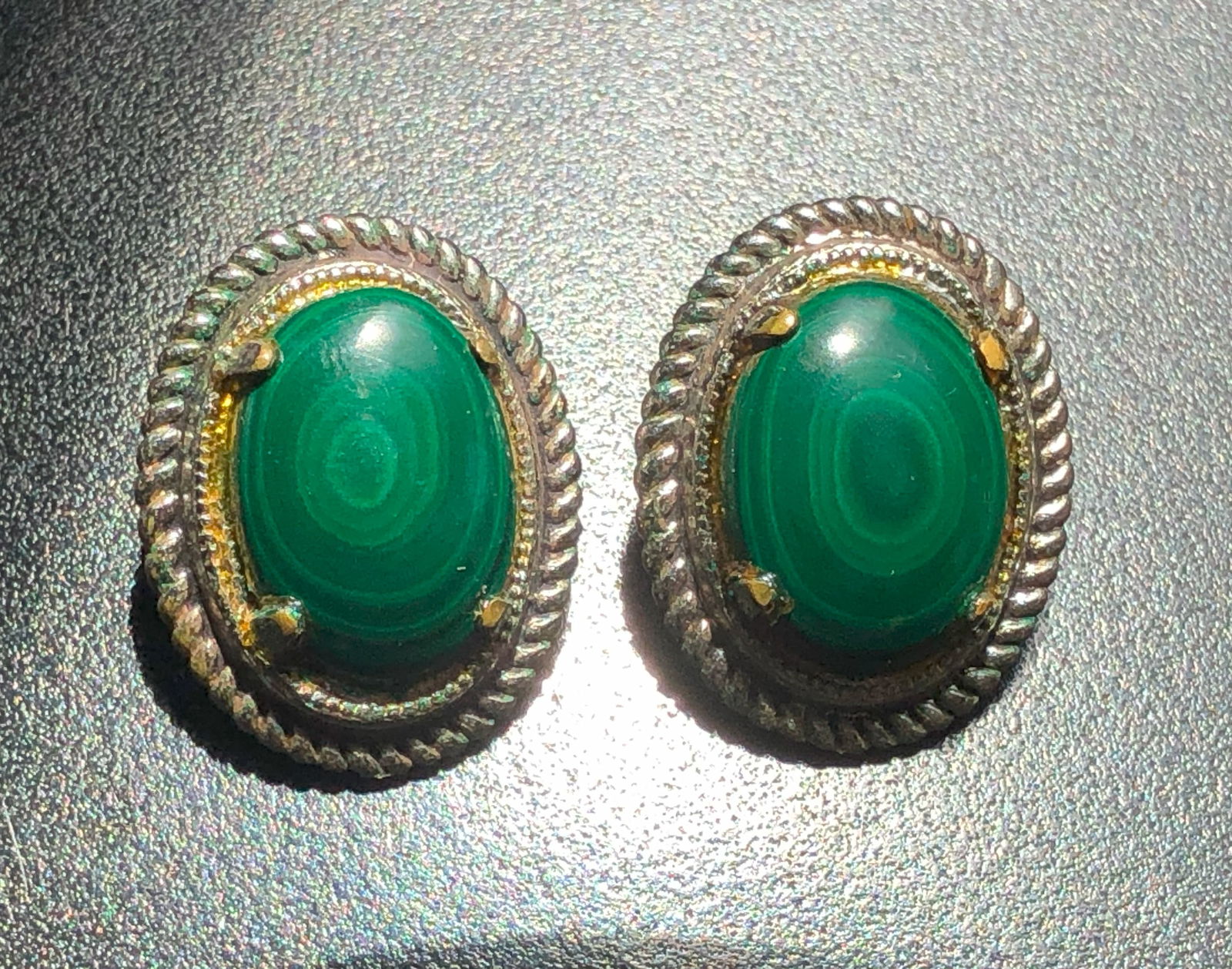 Pair of Malachite Earrings: Pair of Malachite Earrings