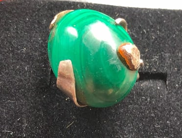 Vintage Silver Malachite  Ring