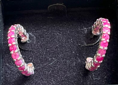 Pair of Silver Ruby Earrings