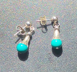 Pair of Silver Turquoise Earrings