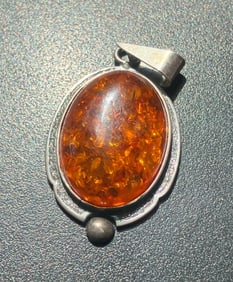 Vintage Silver amber Pendant