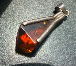 Vintage Silver Amber Pendant