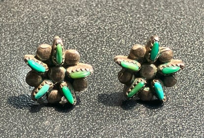 Pair of Silver Turquoise Earrings