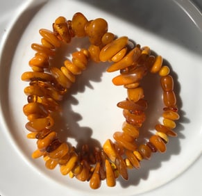 natural cut amber stone necklace