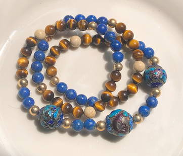 Vintage Necklace with Cloisonne Neads: Vintage Necklace with Cloisonne Neads