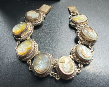 Vintage Silver Cameo Bracelet
