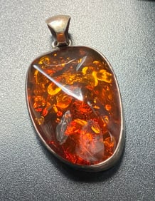 Vintage Silver amber Pendant