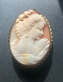 Vintage Gold Plated Cameo Pendant and Brooch Pin