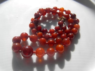 Natural Amber Bead Necklace, length 18"