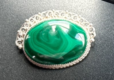 Vintage Malachite Brooch Pin
