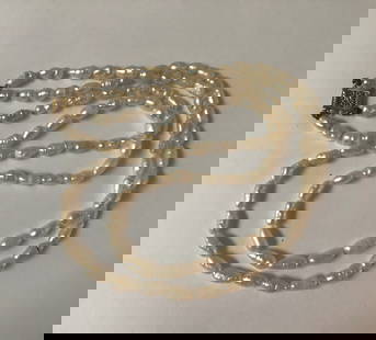 Two Strings Pearl Necklace with 14K Gold Clasp: Two Strings Pearl Necklace with 14K Gold Clasp