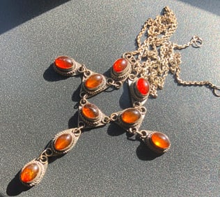 Vintage Silver Amber Necklace