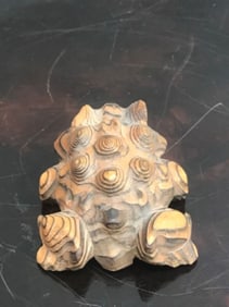 Vintage Carved Wood Frog Statue