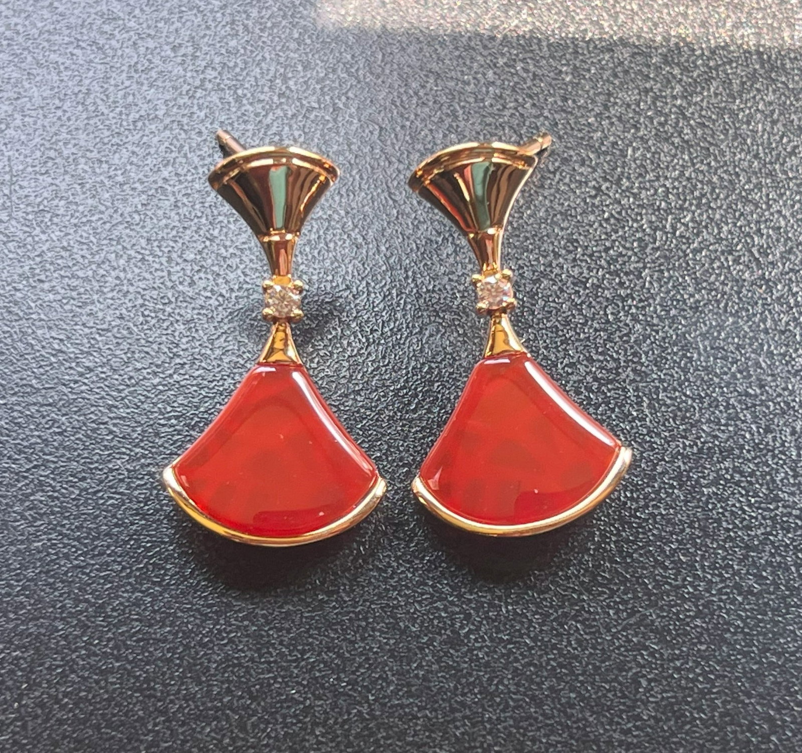 Pair of Red Carnelian Earrings: Pair of Red Carnelian Earrings