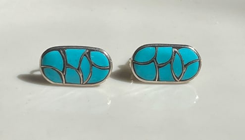 Pair of Silver Turquoise Earrings