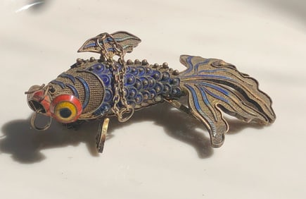 Vintage Silver Filigree Fish Pendant