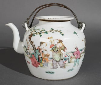 Antique Chinese Porcelain Polychrome Decorated Teapot