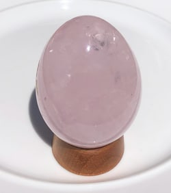 Vintage Pink Quartz Egg Display