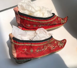 Pair of Antique Red Embroidery shoes