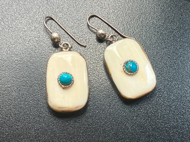 Pair of Silver Turquoise Earrings