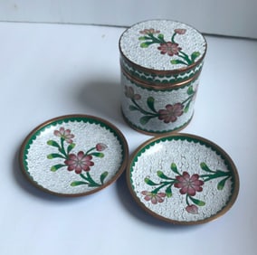 Set of Cloisonne Tea Caddy