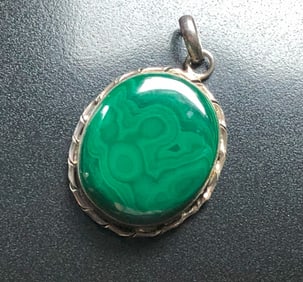 Vintage Malachite Silver Pendant