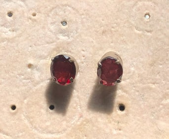 Pair of Silver Garnet Earrings