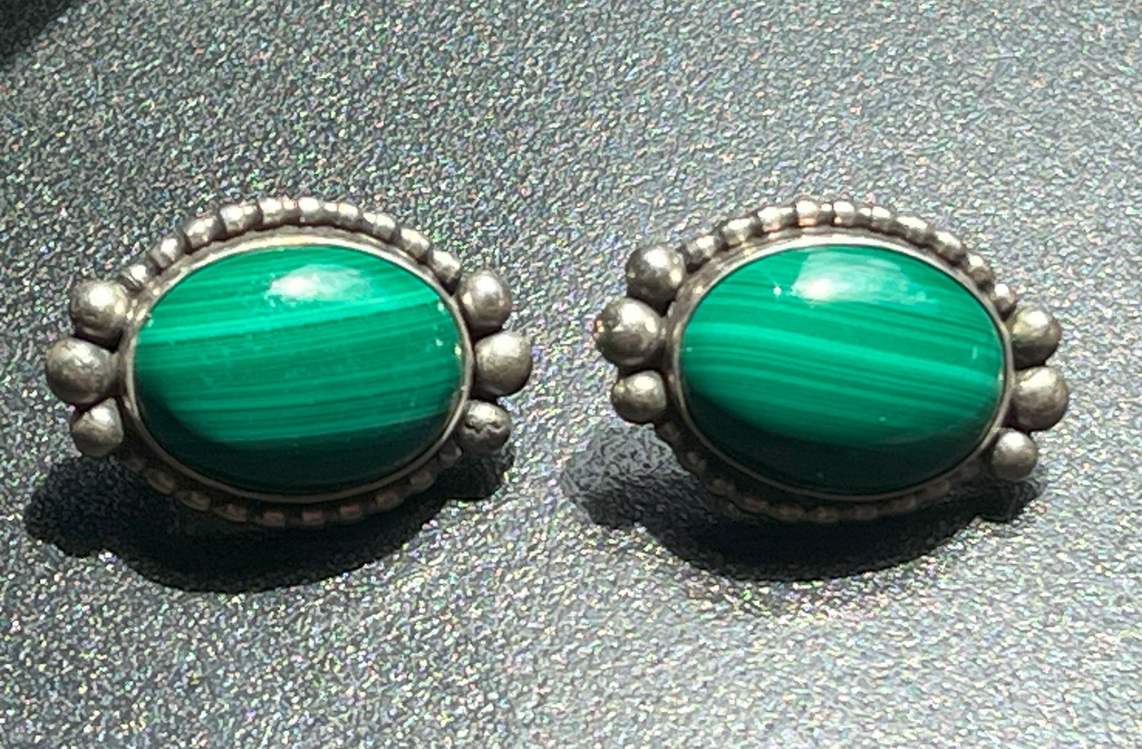 Pair of Malachite Earrings: Pair of Malachite Earrings