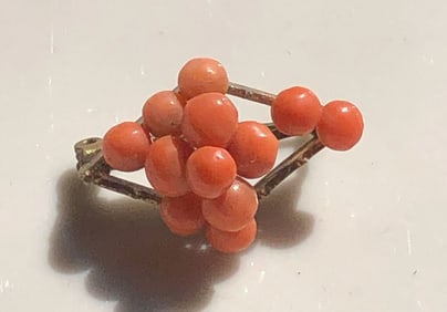 Antique Victorian Coral Brooch Pin