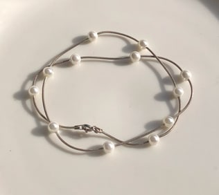 Vintage Silver Pearl Necklace