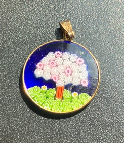 Vintage Silver Glass Pendant