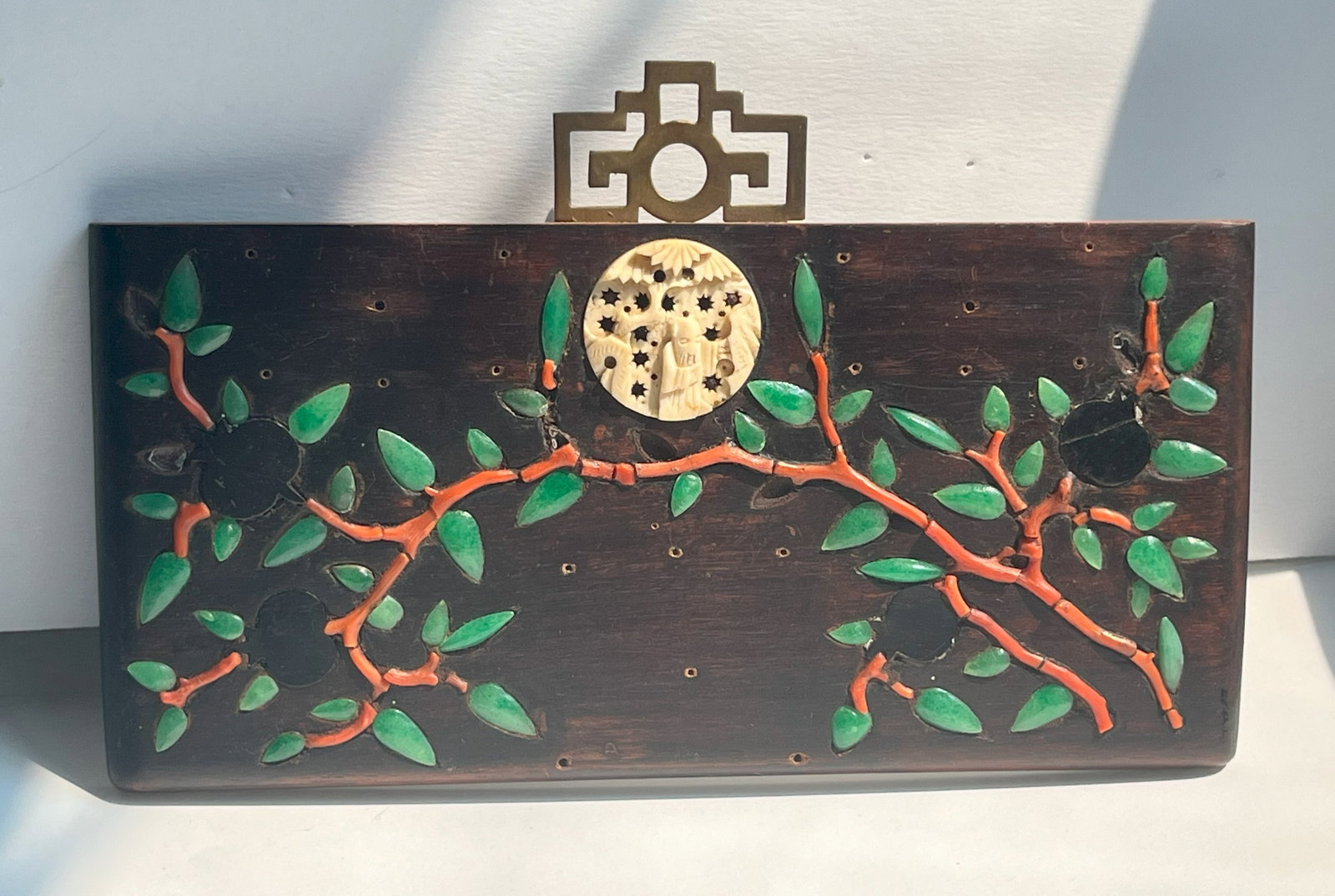 Antique Chinese Wood Panel: Antique Chinese Wood Panel, Size: 9" x 5"