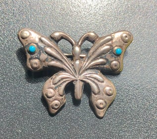 Vintage Silver Butterfly Brooch Pin