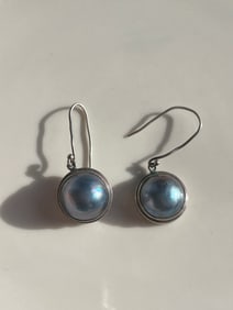 Pair of  Silver Pearl Earrings