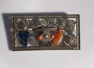 Antique Chinese Silver Brooch Pin