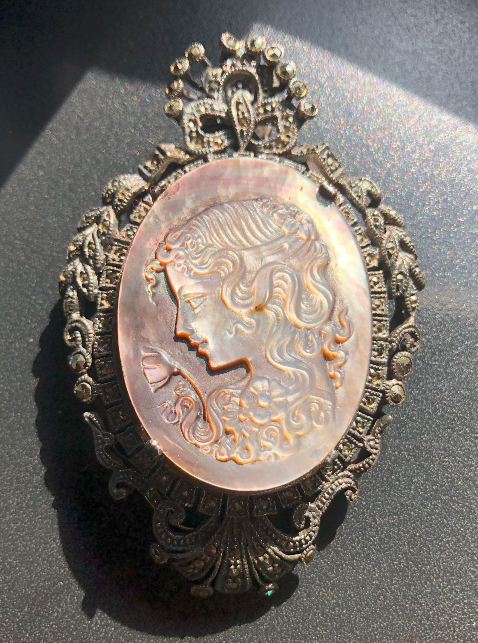 Antique Silver Cameo Brooch Pin (1 of 3)