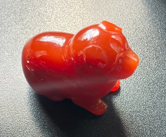 Carved Carnelian Dog Statue