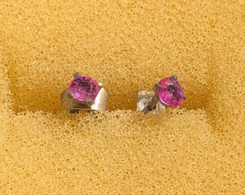 Pair of Ruby Silver Earrings