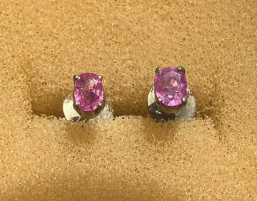 Pair of Silver Ruby Earrings