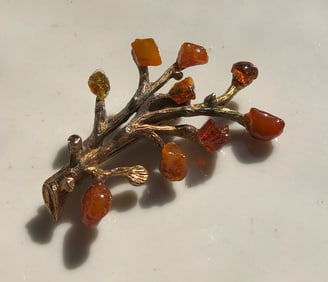 Vintage amber brooch Pin