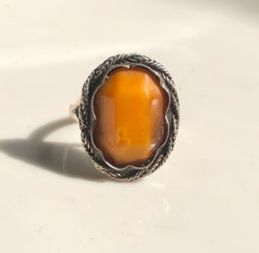 Vintage Silver Amber Ring