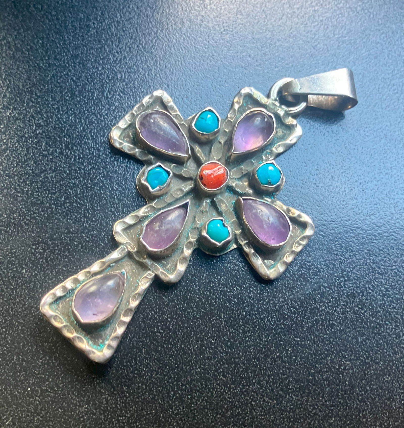 Gemstone Silver Cross Pendant (1 of 4)