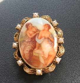 Vintage Porcelain Brooch Pin